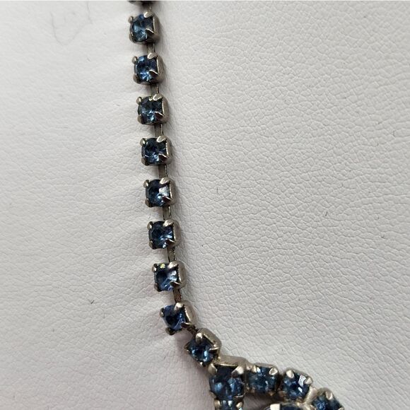 Blue Rhinestone Choker Necklace Vtg - Picture 4 of 9